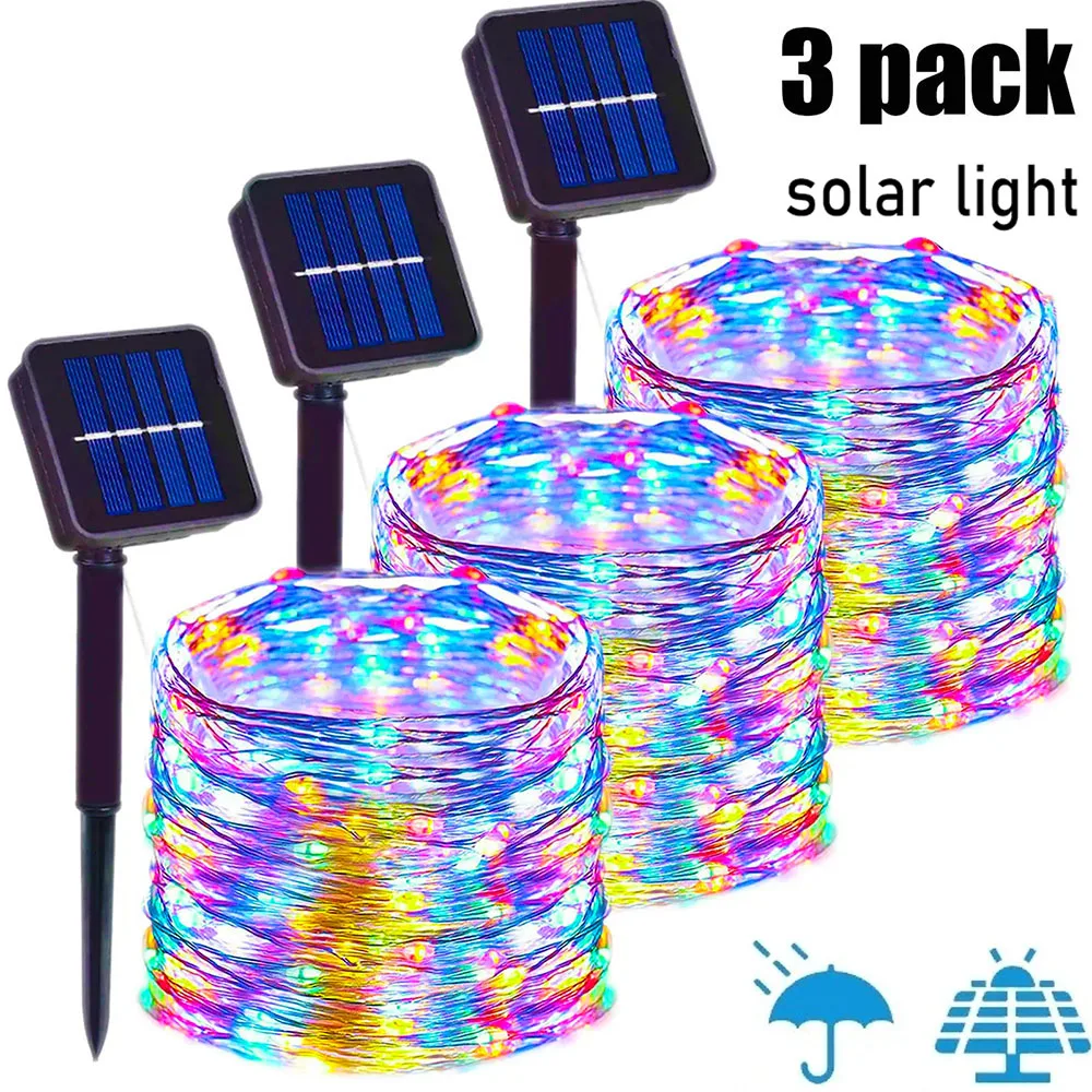 Solar LED Color Light String Flashing Lights Courtyard Garden Festive Christmas Atmosphere Decoration Waterproof Light String