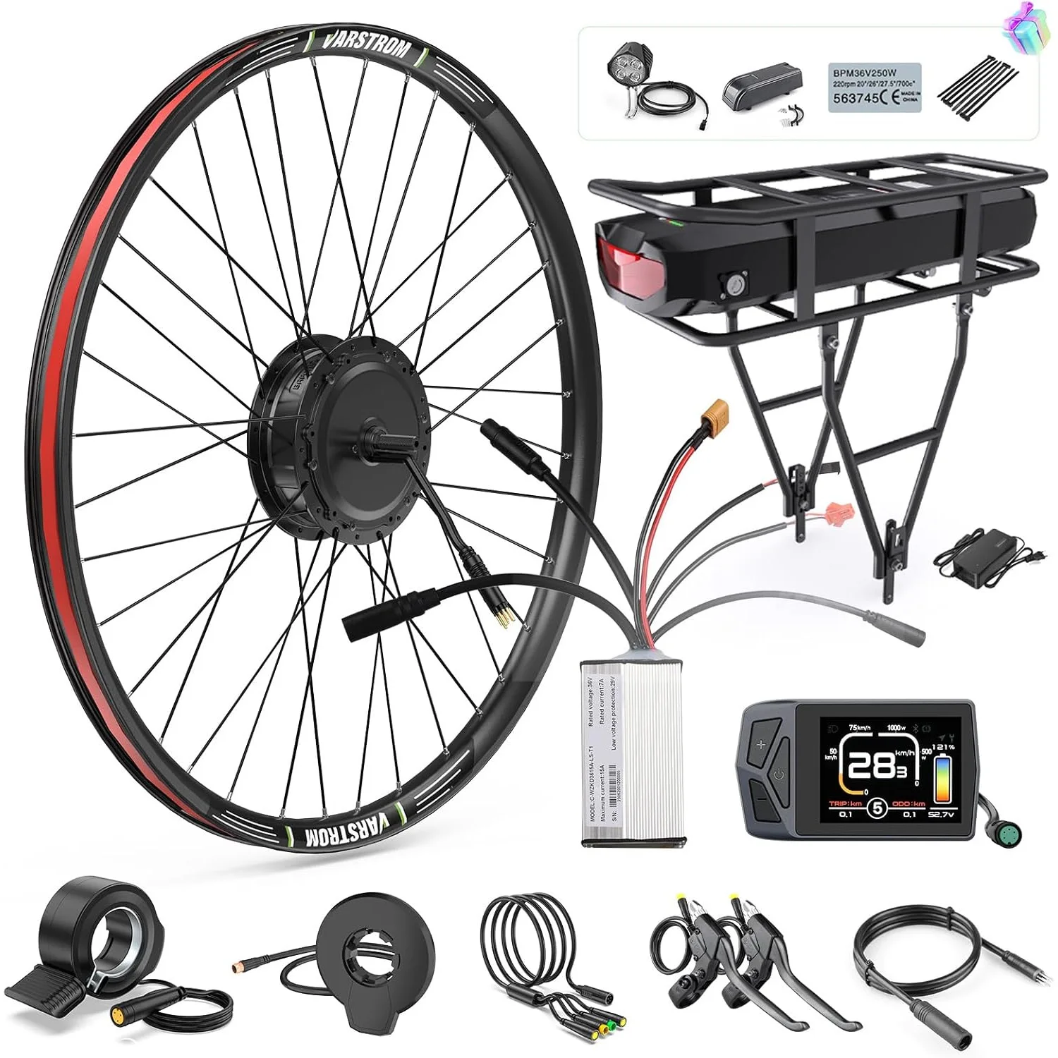 [EU Direct] Kit motore mozzo posteriore Bafang 48V 500W 26" 27.5" 28"/29"/700C, kit di conversione per bicicletta elettrica con motore posteriore a ingranaggi senza spazzole, batteria Hailong