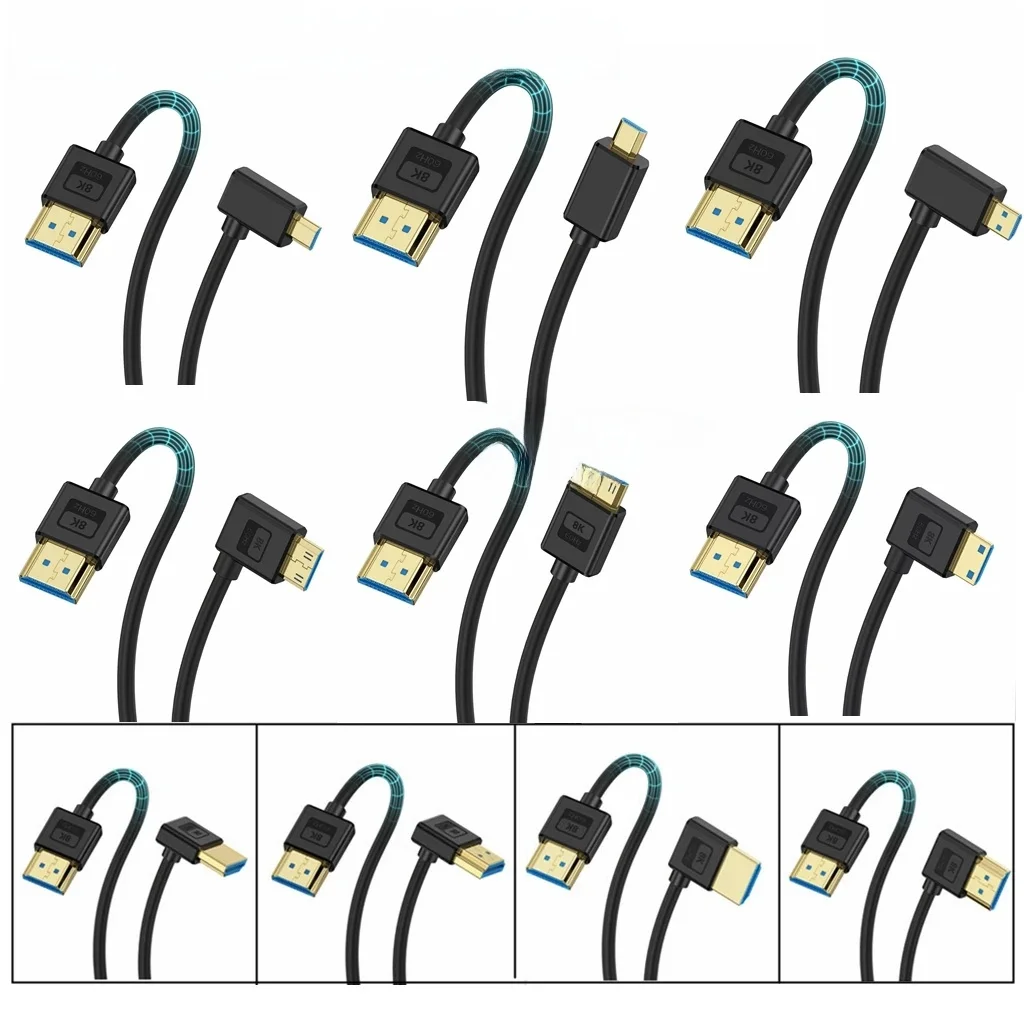 Silikonowy kabel 8K HDMI Micro Mini do HDMI 2.1 Bardzo szybki przewód HDMI 48 Gb/s Obsługa 8K@60Hz 4K@120Hz eARC HDR10 HDCP 2.2 2.3 — zdjęcie produktu 7