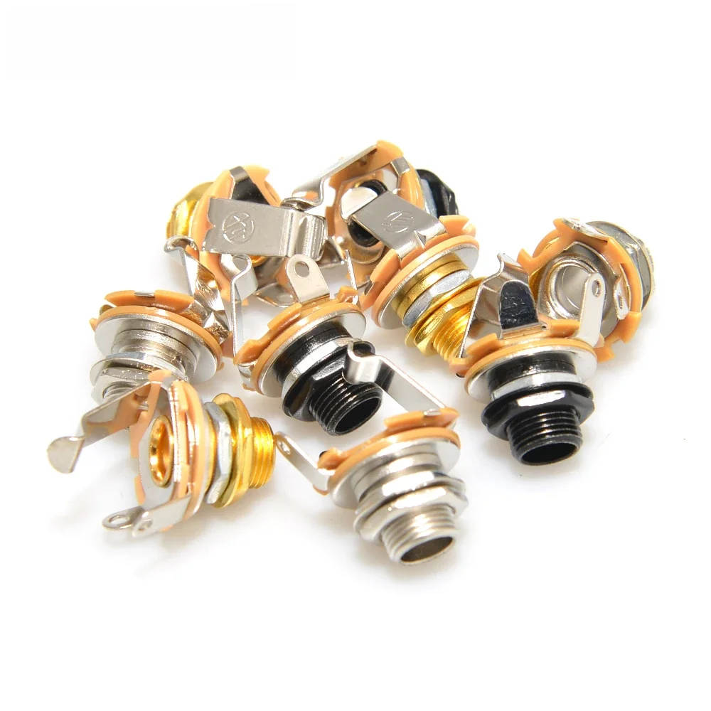 10pcs Electric Guitar Input Jack For Electric Guitar & Bass Guitar 1/4"" (6.35mm) Mono Jack Socket Chrome Nut & Washer