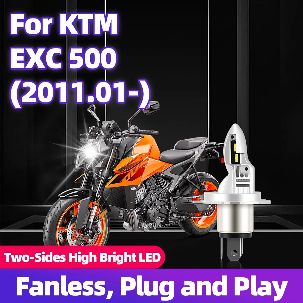 For KTM EXC 500 2011 2012 2013 2014 2015-2024 Motorcycle Bulb H4 Hi Lo LED 12V Headlight 65W 10000LM Super Bright Moto Bike Lamp