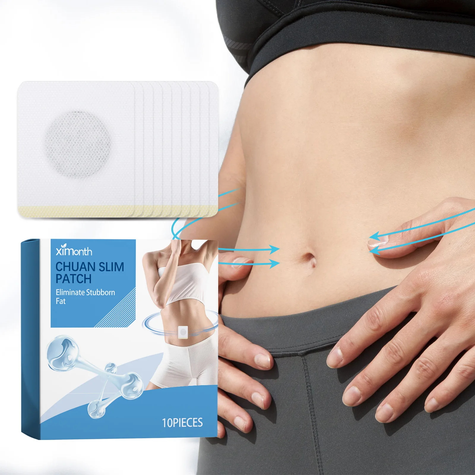 

Ximonth 10pcs Shaping Body Navel Stickers Show Slim Figure Tighten Body Lightweight Fat Burning Herbal Slimming Navel Stickers