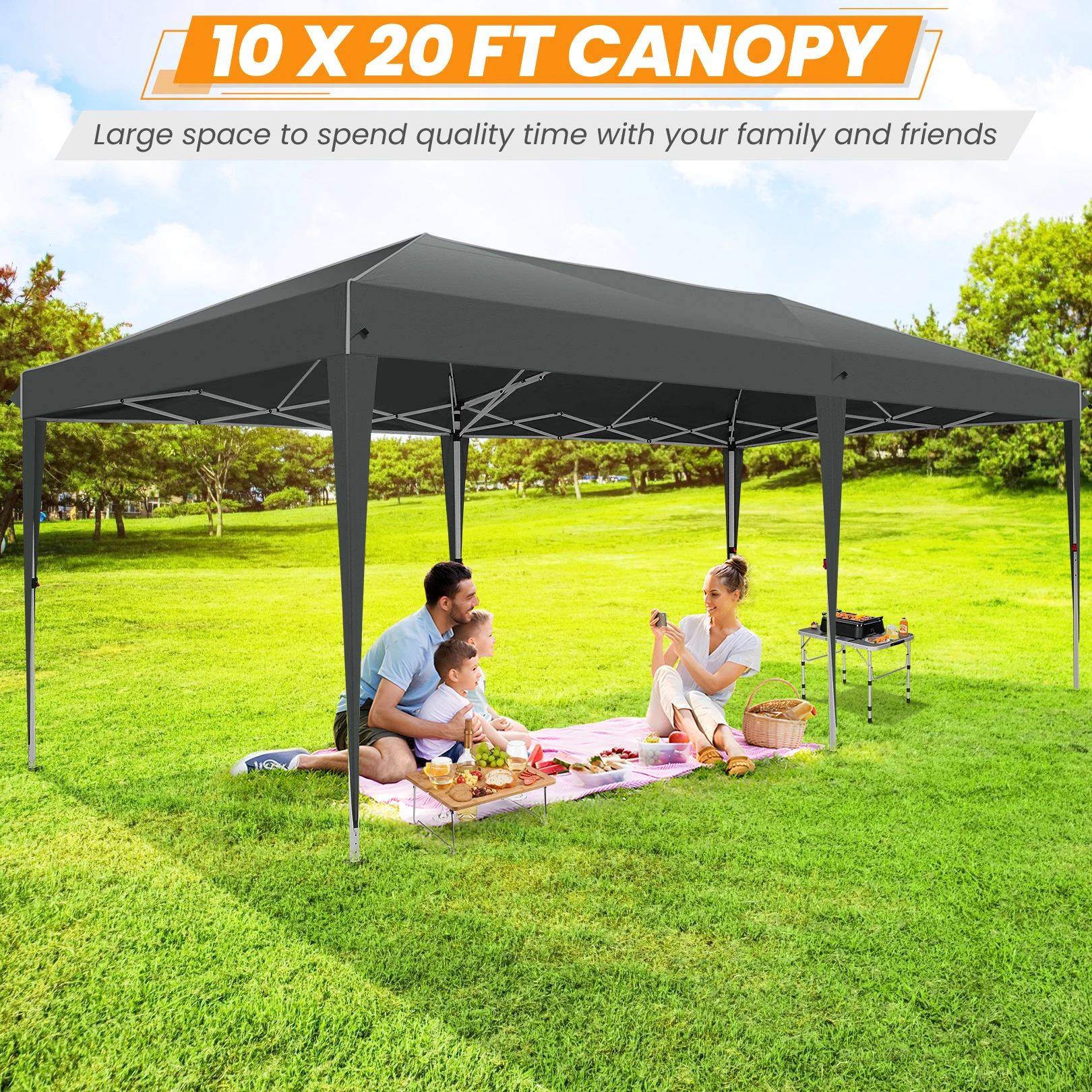 3x6m Pop-up Gazebo Foldable Party Tent with 6 Sidewalls, Easy Assembly for Weddings, Commercial Use, UV50+ Protection Steel Frame