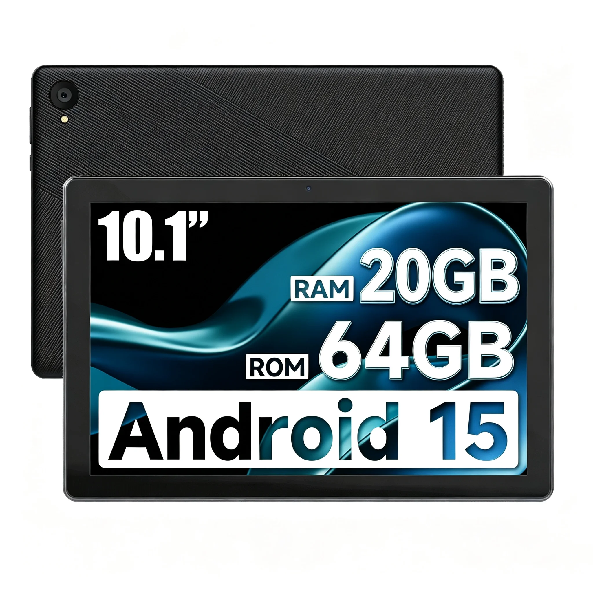 10.1 Inch Tablet Android 15 OS GMS Certified Tablets 2.0 GHz 20GB RAM 64GB ROM 1TB Expand WiFi 6 Bluetooth 5.4 Dual Camera