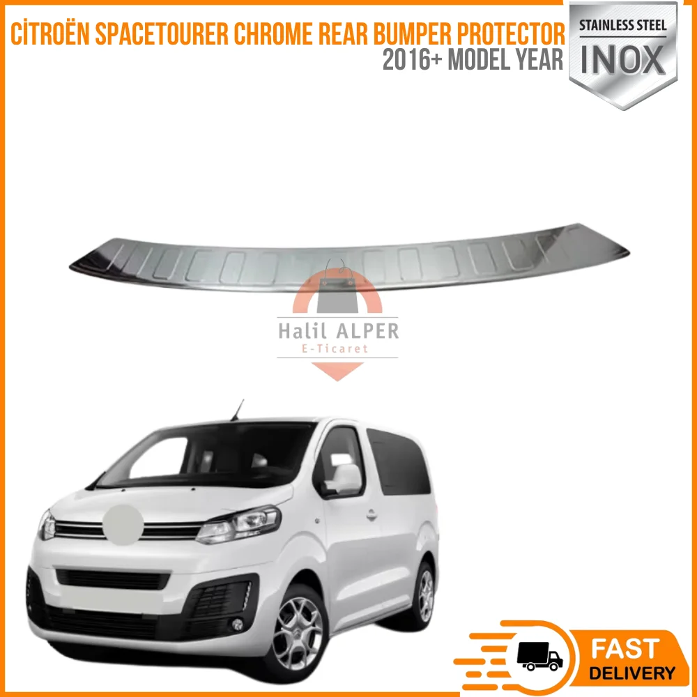 For Citroën Spacetourer 2016- Chrome Rear Bumper Protector Scratch Guard Stainless Steel (Long)