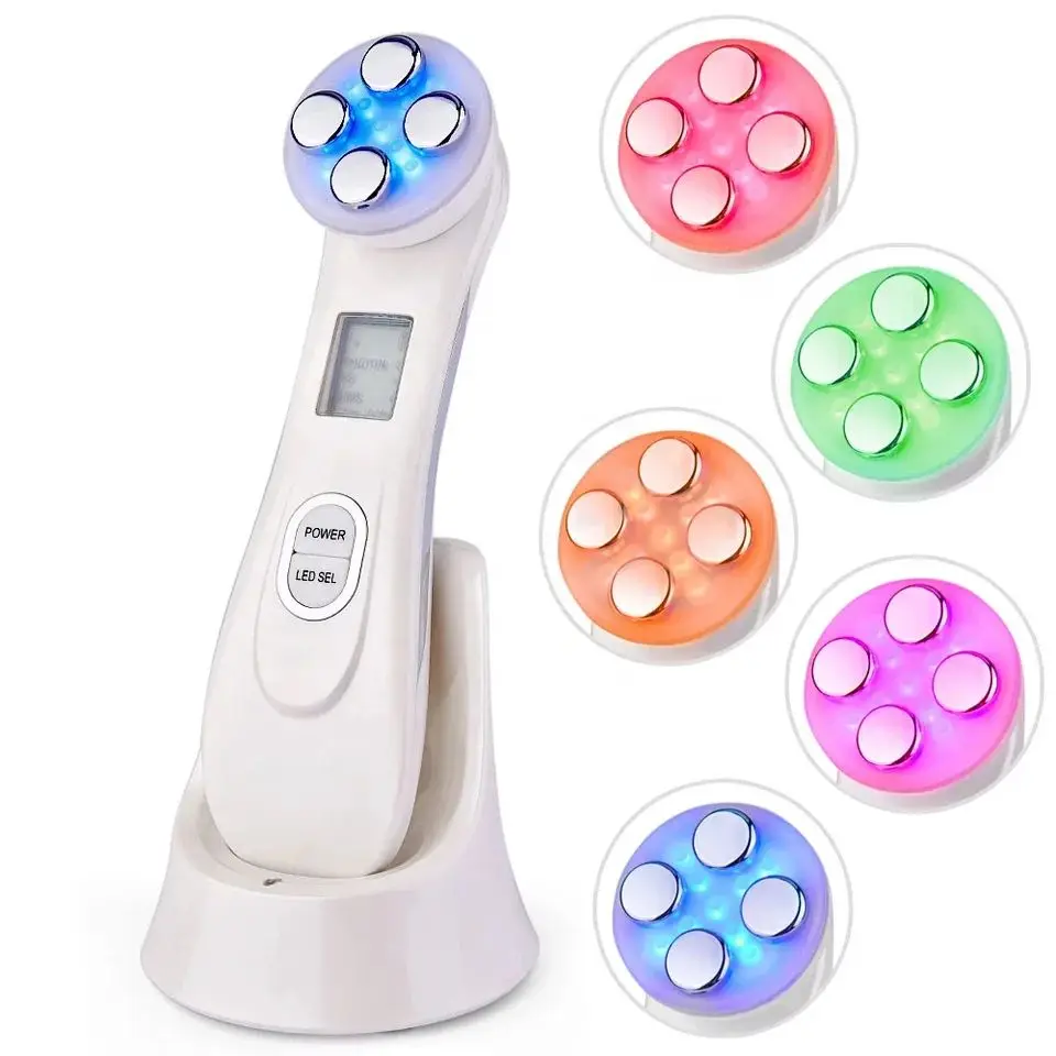 

Portable Face Massage Machine Skin lifting firming tightening 5 colors lights EMS micro-current Facial Beauty Device