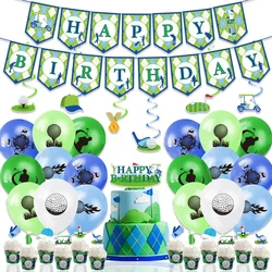 48 golf themed party balloons (including printed balloon decoration banner flag set) for sports themed party decoration