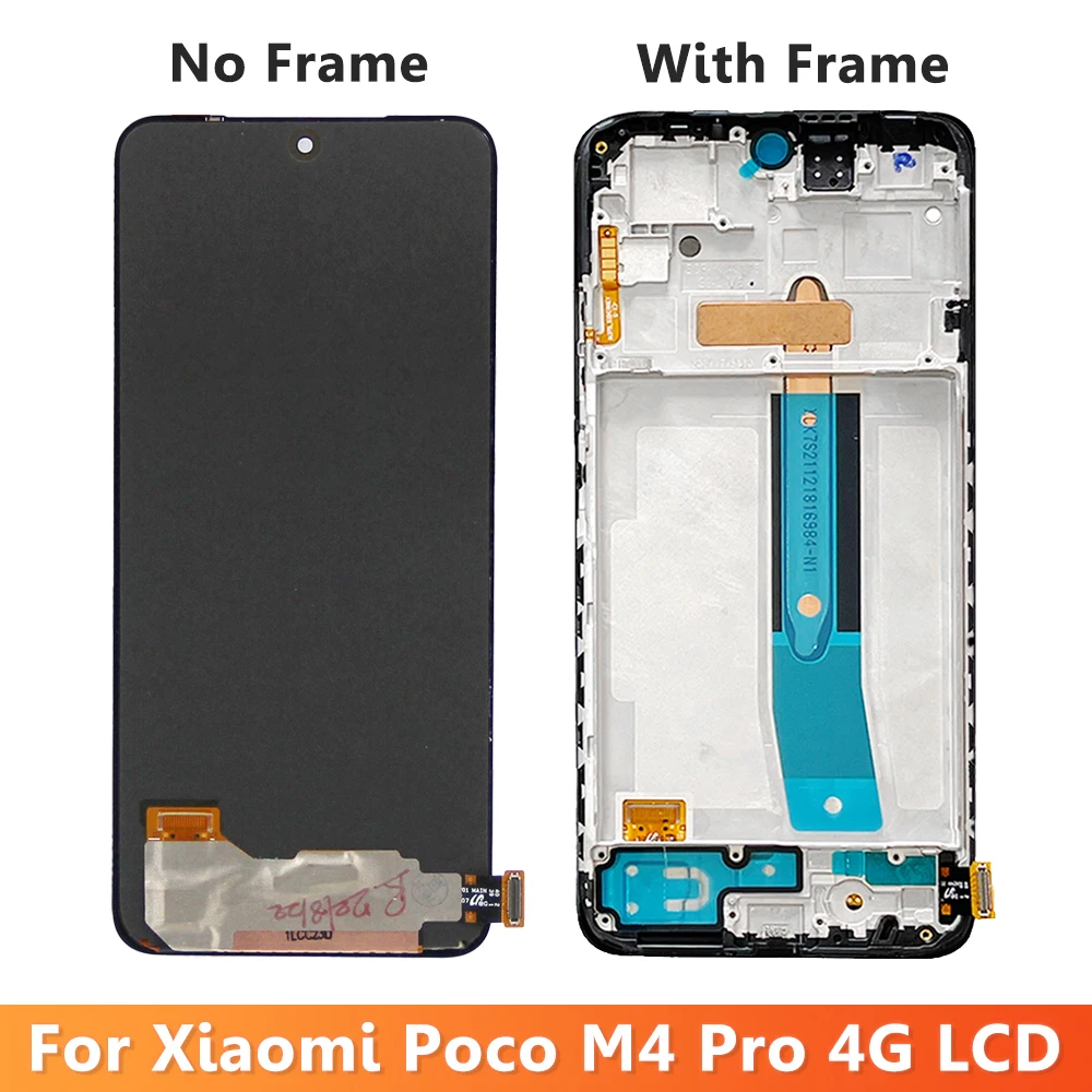 AMOLED For Xiaomi Poco M4 Pro 4G LCD Touch Screen Digitizer Assembly For Poco M4 Pro 4G 201117PI 2201117PG Display With Frame