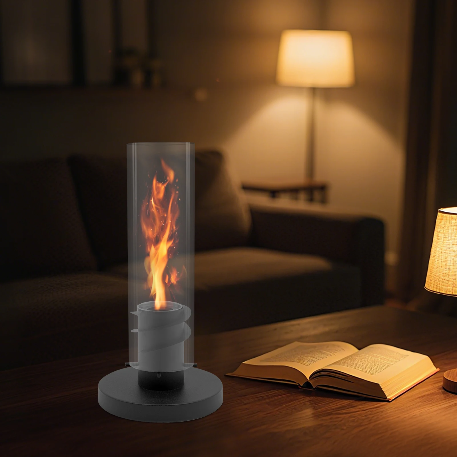 19*39 سم أسود، مدفأة منضدية شفافة من الكحول للحفلات والعطلات وعيد الشكر وعيد الأب وعيد الأم وأعياد الميلاد