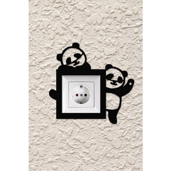 

PERFECT GIFT FOR VALENTINE'S DAY Softclass Panda Kids Room Socket Frame Black Laser Cut Decoration Product Internal dimensions a