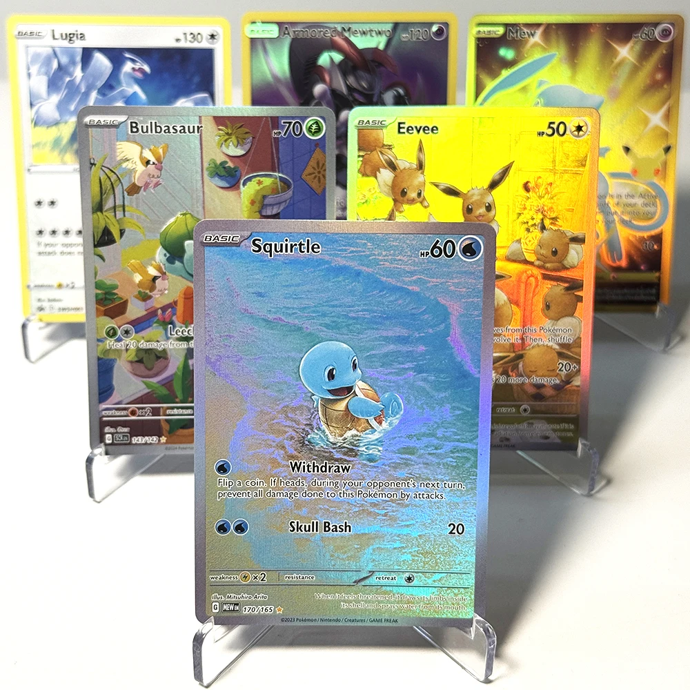 PKM BASIC Game  Foil Cards PTCG Proxy Armored Mewtwo Bulbasaur Eevee on the Ball Eevee Lugia Mew Mewtwo  Shining Lugia Squirtle