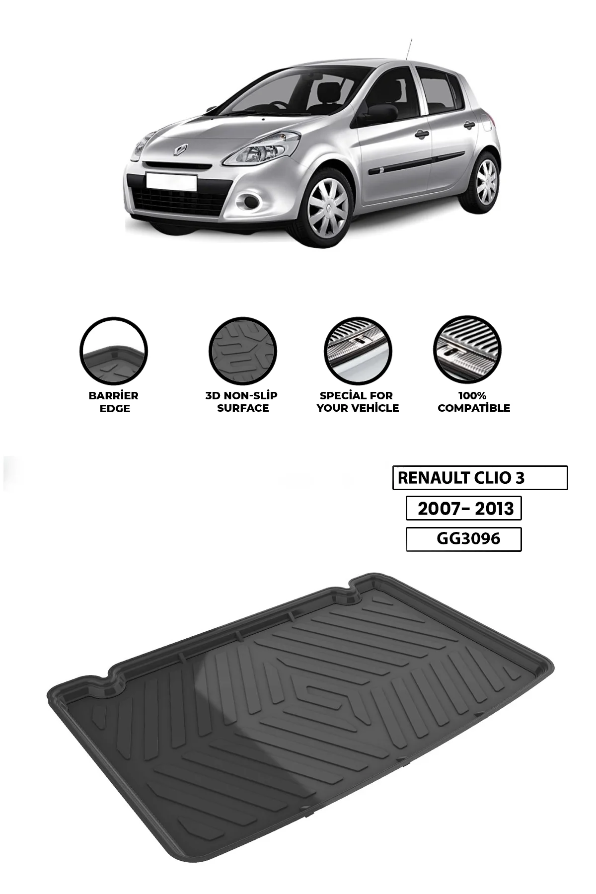 For RENAULT-CLIO-3 2007-2013 luggage compartment Diffuser Extension Rear Bumper Attachment Luggage compartment