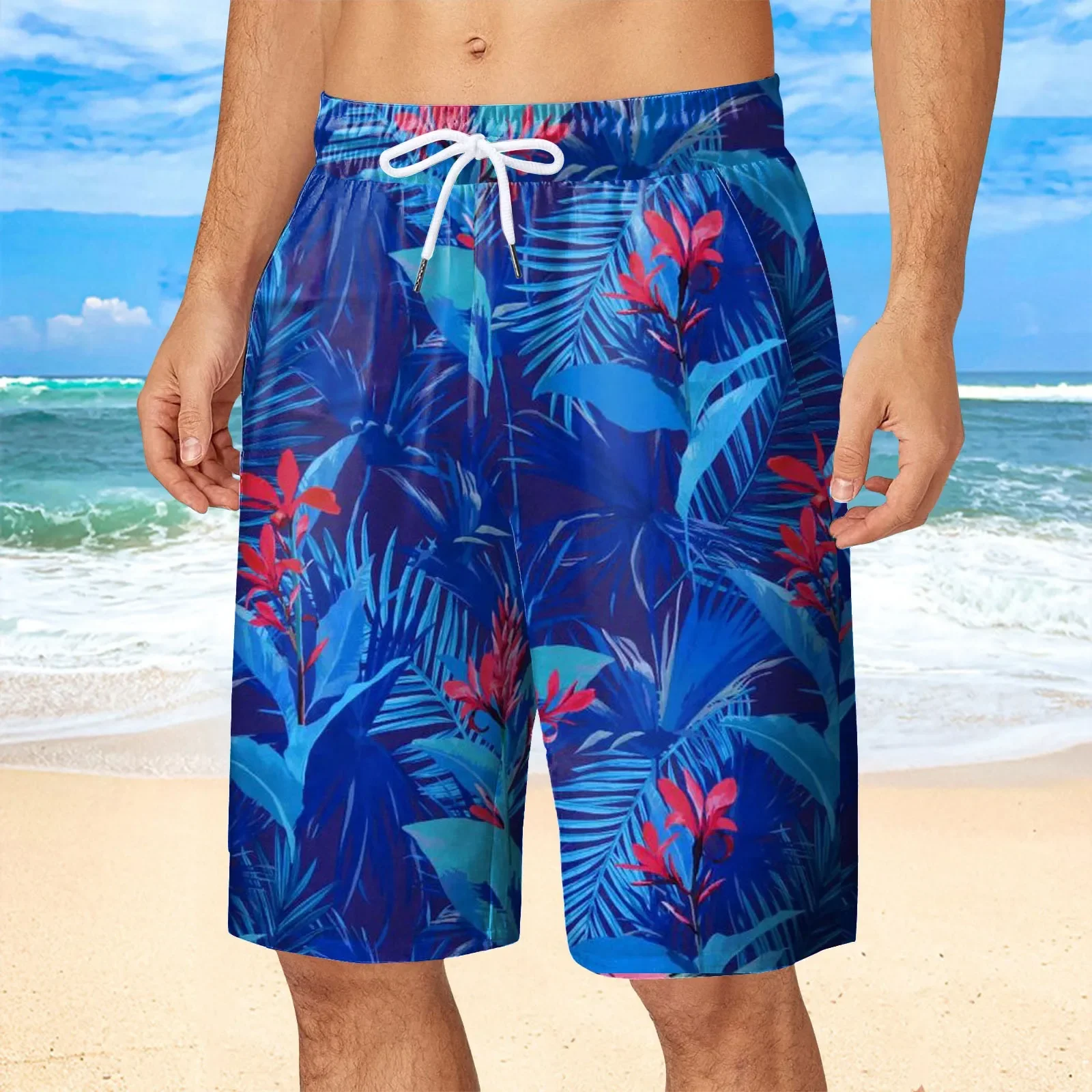Hawaii Vacation Beach Shorts For Men 3d Printed Flower Casual Short Pants Board Shorts Elastic Bandage Swimsuit Swim Trunks — zdjęcie 2