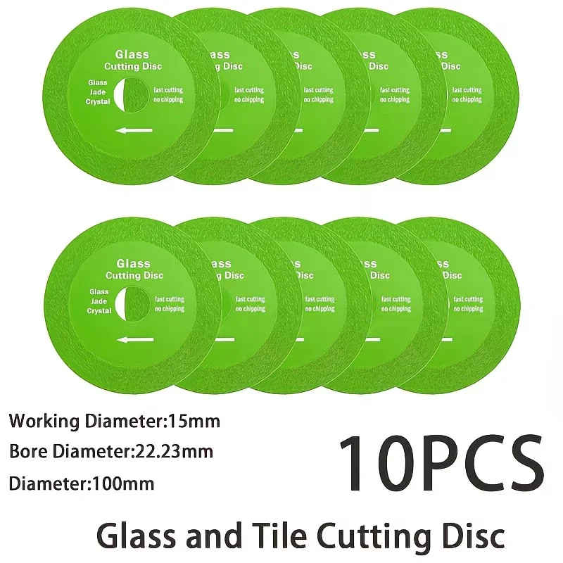 

10pcs Cutting Blade, Glass Cutting Disc, Rock Plate Flat Cutting Blade, Ceramic Tile Cutting Blade, Multipurpose Glass Wood