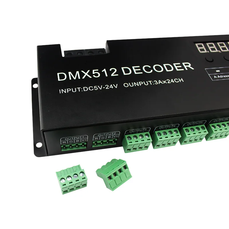 Decodificatore DMX 512 24CH RGB LED Strisce luminose Driver Display digitale Decodificatore dimmerabile Controller per nastro LED DC5V-24V 24 canali