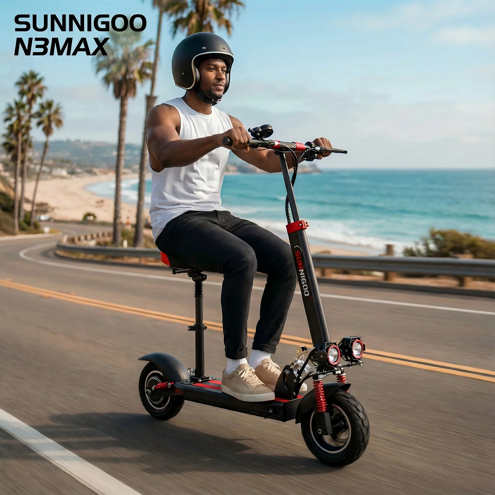 SUNNIGOO N3MAX Elektrische Scooter voor Volwassenen, 800W Motor, 28 MPH, 25 Mijl Bereik, 10" Banden, Dubbele Schijfremmen, Verwijderbare Zadel