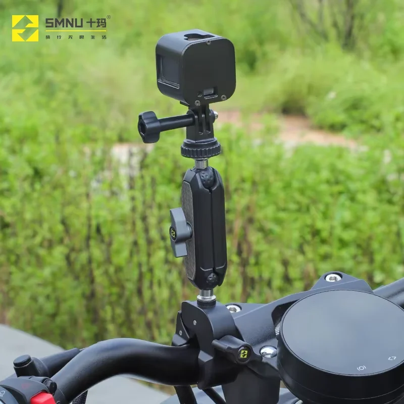 SMNU Multi-Angle Adjustable Anti-Theft Shock-Absorbing Motorcycle Camera Mount Compatible with Action Cameras/Gopro/Smartphones