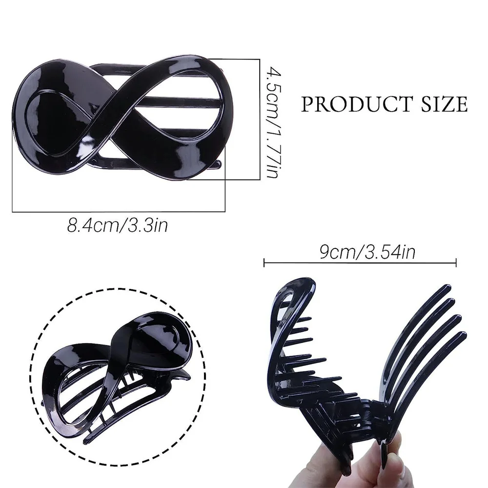 3 قطع/مجموعة مشابك شعر أنيقة غير لامعة من الأكريليك - إكسسوارات شعر بلاستيكية كبيرة الحجم بلون سادة للجنسين للشعر السميك والرقيق