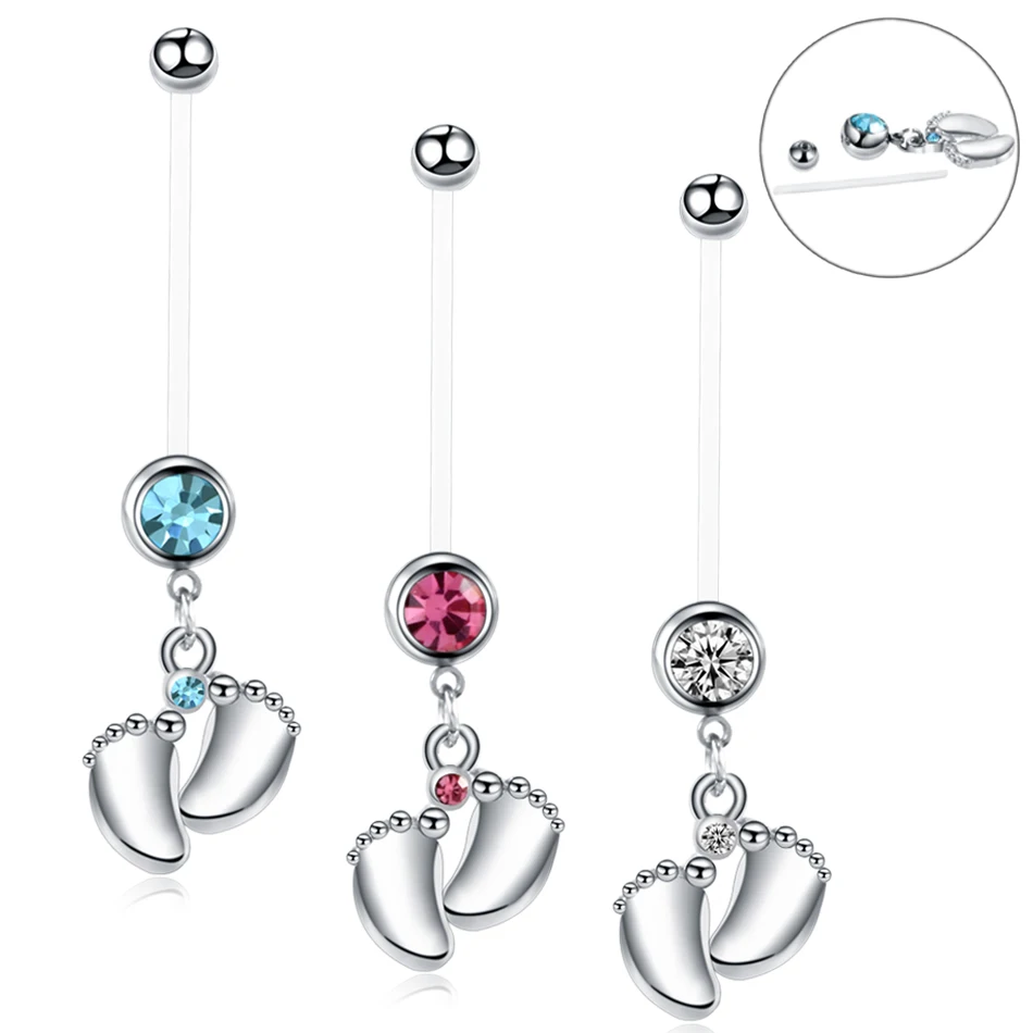 1PC Belly Button Piercing Crystal Ball Butterfly Navel Piercing Stainless Steel Belly Button Ring Cartilage Earring Jewelry