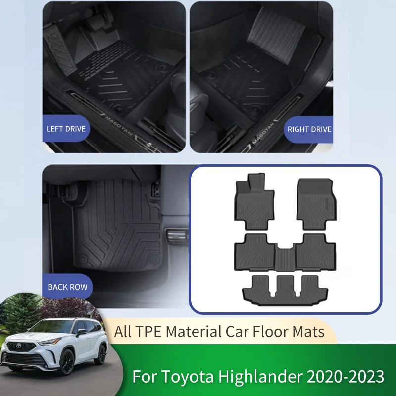 for Toyota Highlander Kluger XU70 2020~2023 Full Surround Car Waterproof Non-slip Floor Mats Protective Liner Foot Pad Carpet