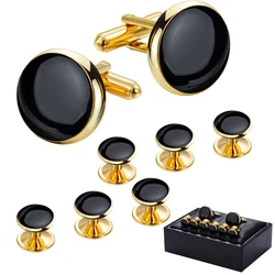 HAWSON Men’s Cufflinks and Tuxedo Studs Set with Gift Box; Accessories Suitable for Black Suit White Shirts Vest