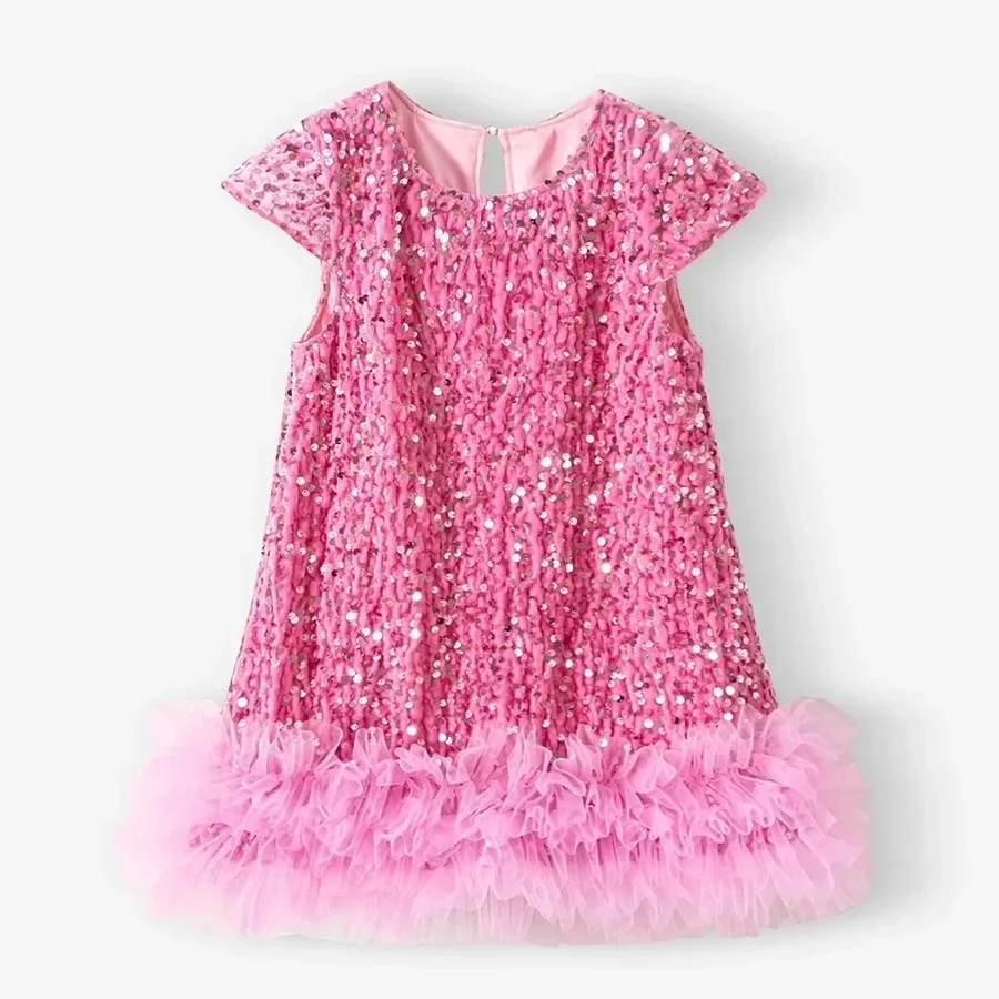 Robe de princesse d'automne pour filles, Tutu de fête élégant, jupe en maille à paillettes moelleuses, en Tulle, robes d'anniversaire, nouvelle collection, L465