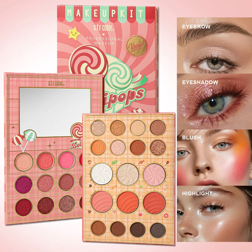 30 Color Professional Makeup Kit Blush Eyeshadow Highlighter Matte Shimmer Glitter Candy Design All-in-One Sweet Elements