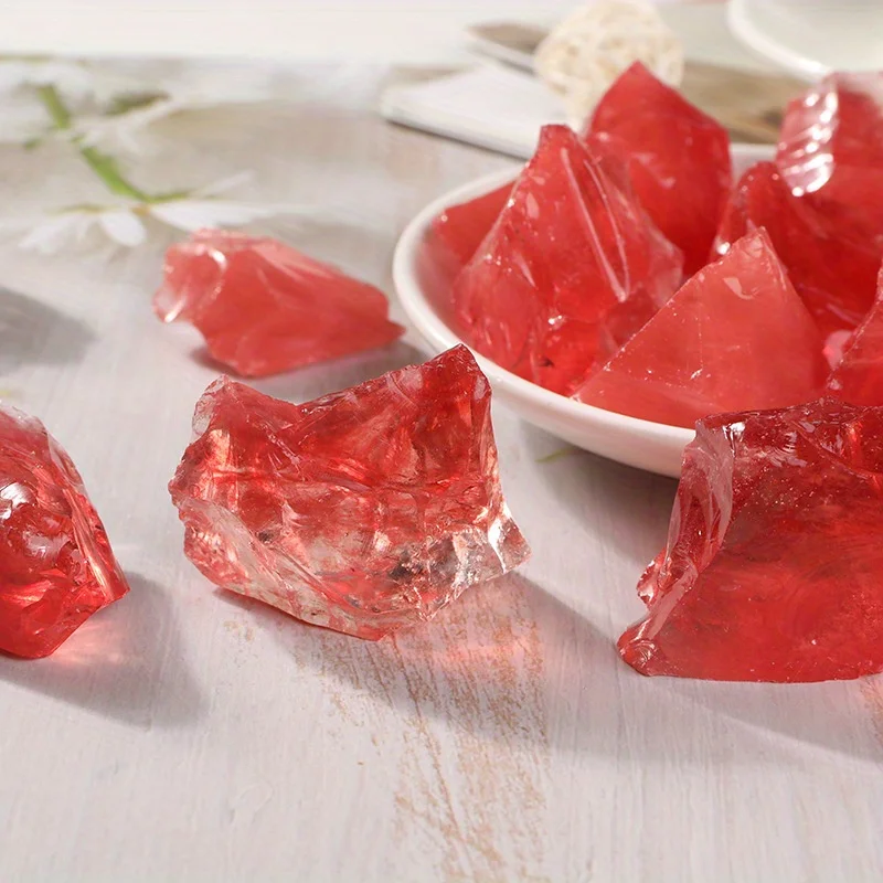 Watermelon red smelted stone raw crystal rough gravel handmade Tank ornaments garden decoration 100g Christmas Halloween Gift