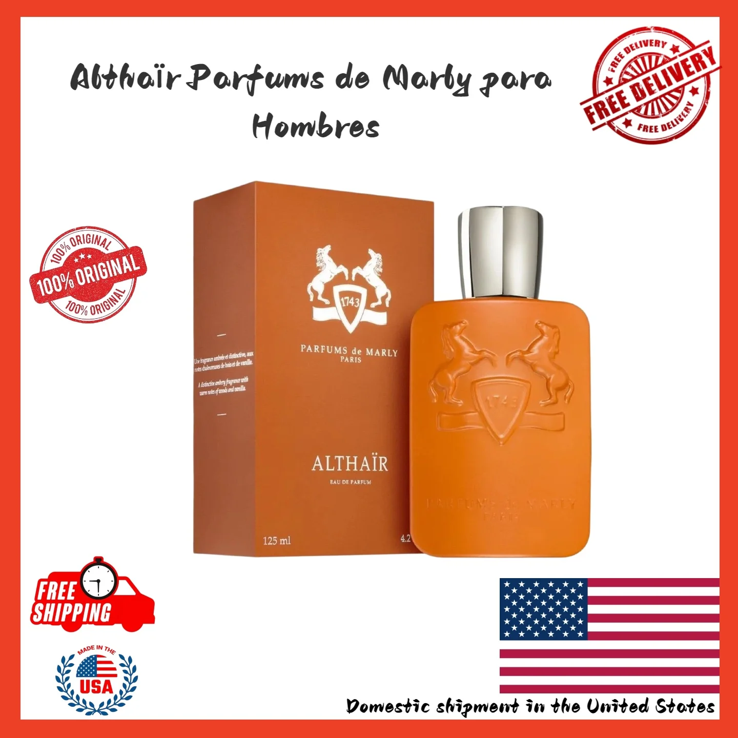 

Parfums De Marly Paris Althair Eau De Parfum 125mL - 4.2oz SEALED 100% Authentic Birthday or Valentine's Day gifts