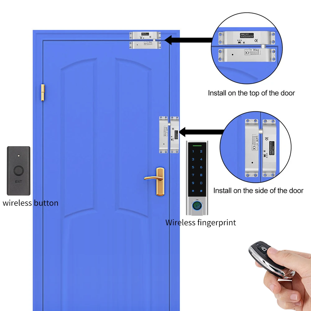 Système de contrôle d'accès sans fil pour porte, étanche IP65, clavier RFID, serrure électrique, bouton de sortie, clé de télécommande, 433Mhz