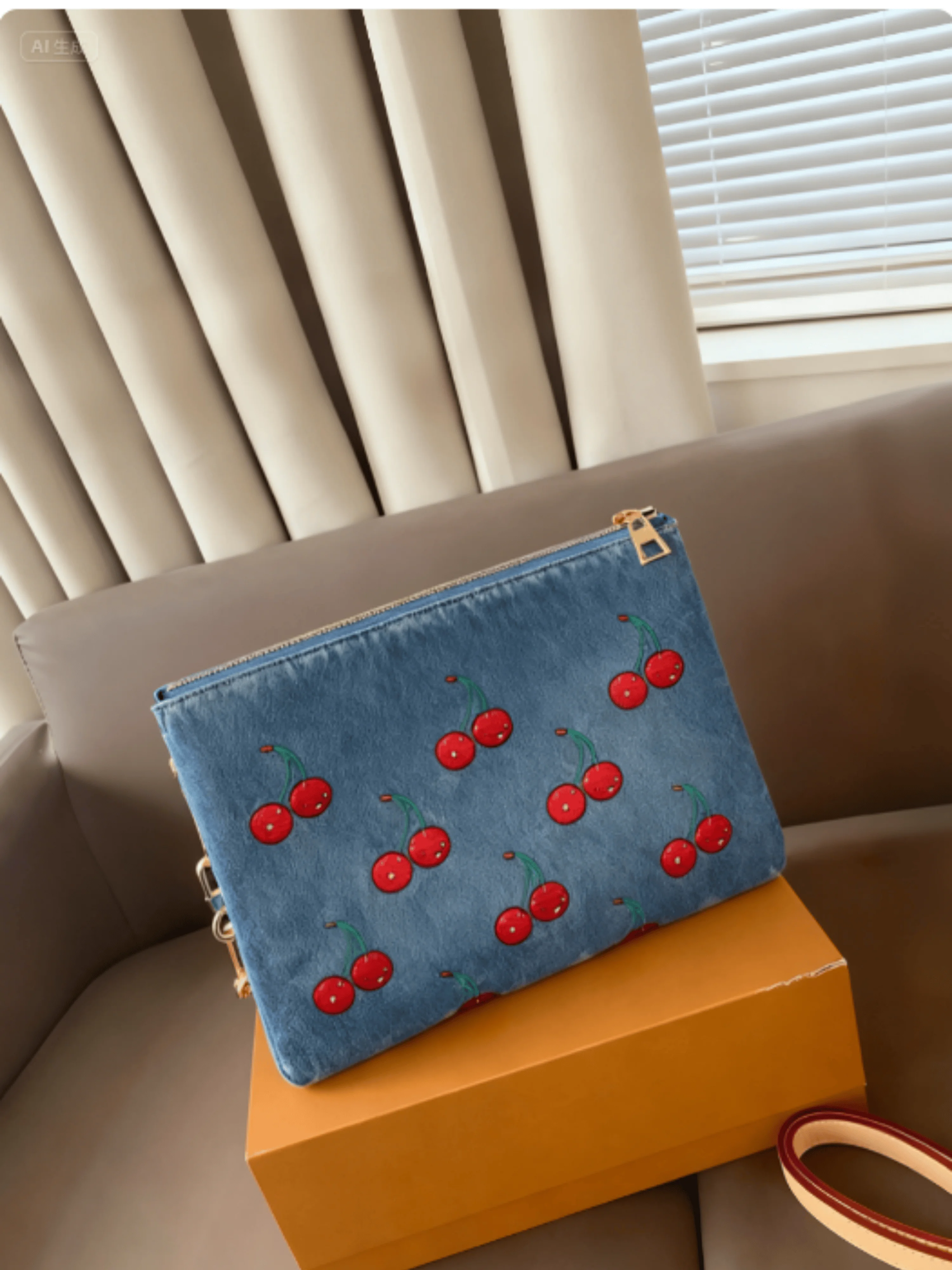 

2025 женские сумки, модные новые простые джинсовые вишневые универсальные мягкие ретро женские сумки-подушки 27*20 см