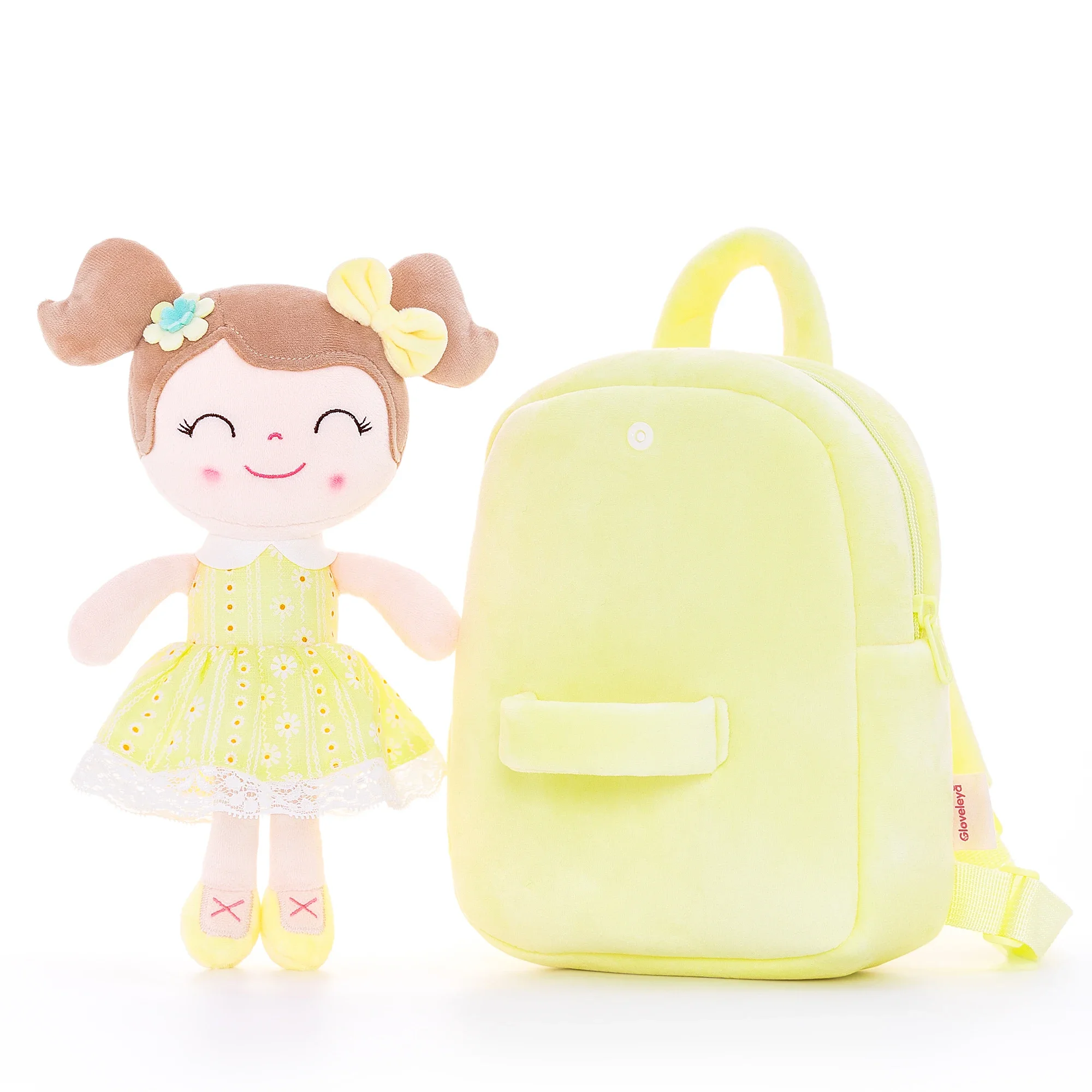 Gloveleya Plush Backpack Spring Girl Doll Backpacks Kids Bags Christmas Birthday Giftsfor Baby Girls Shoulder Bag with Dolls