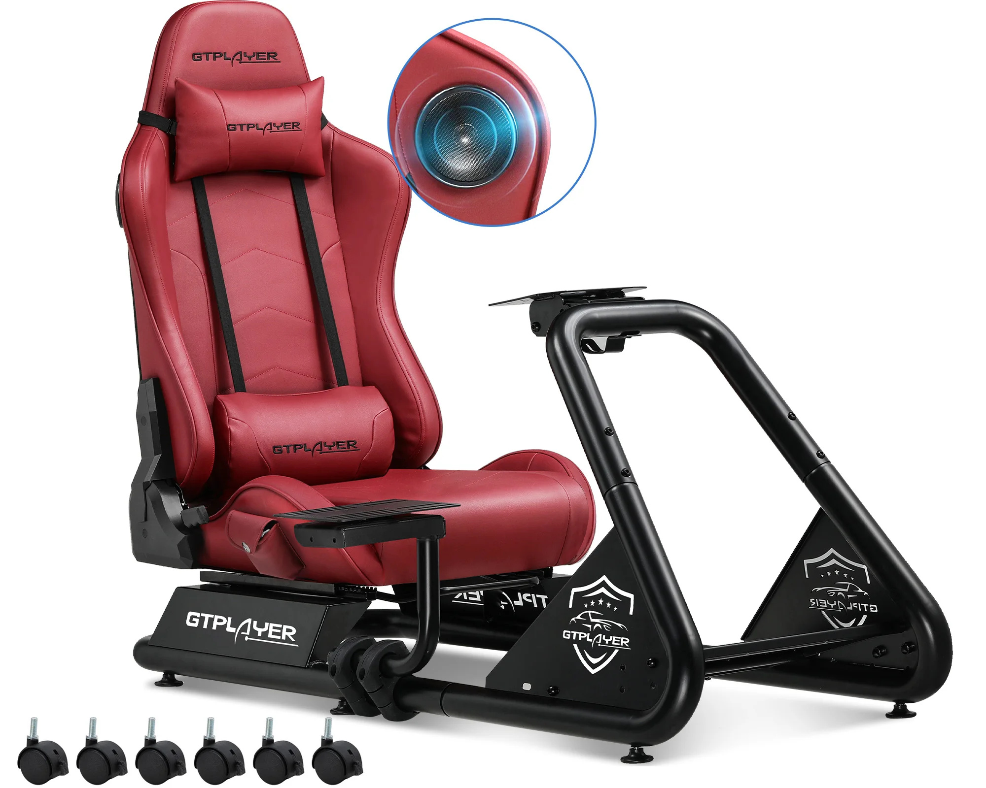 GTPLAYER Simulator Cockpit, sim racing cockpit, rennsimulator lenkradständer mit Lautsprechern, Lenkrad und Pedalablage