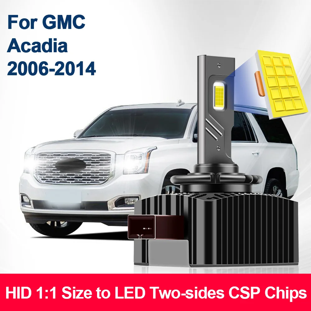 For GMC Acadia 2006-2014 LED Headlight LED HID 1:1 D1S Canbus Bulbs Turbo Car Lamp Auto Light Plug&Play 30000LM