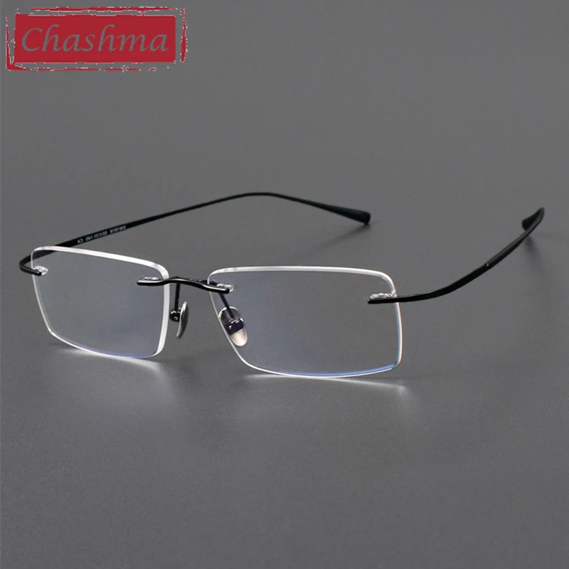 

Chashma Prescription Glasses Pure Titanium Men Optical Rimless for Recipe Women Eyewear Eyeglasses Frames Ultra Light Spectacles