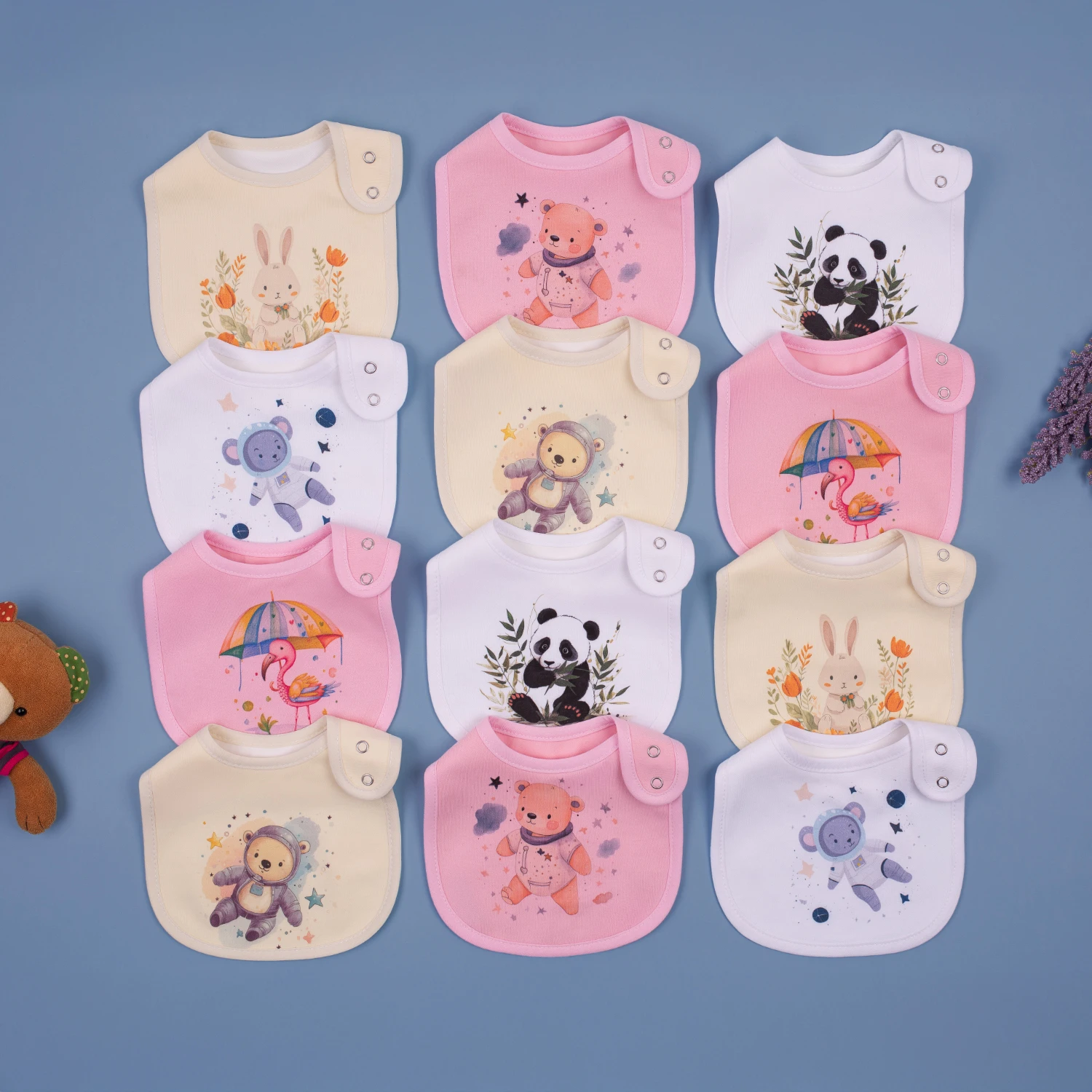 

Набор из 12 водонепроницаемых детских нагрудников для мальчиков и девочек | Впитывающий хлопок с регулируемыми застежками для кормления, прорезывания зубов и слюнотечения