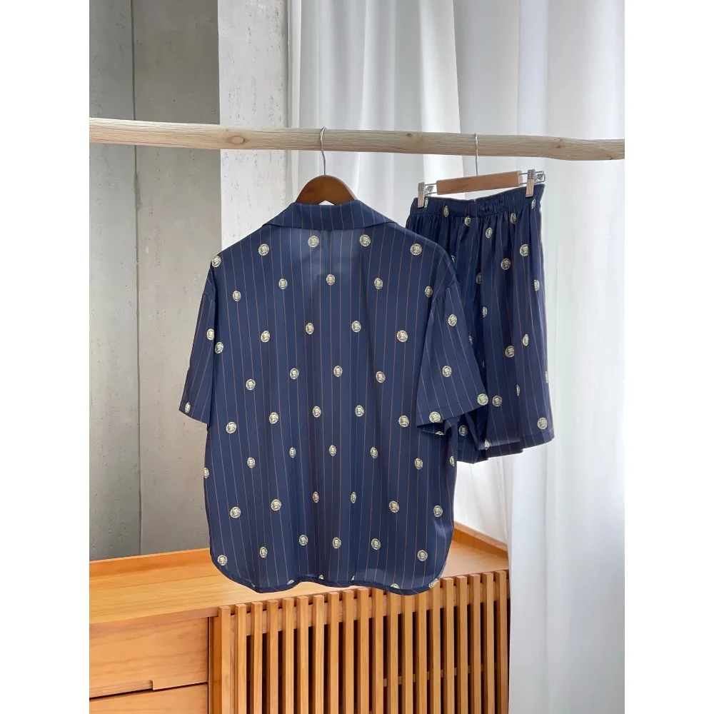 

25 popular high-end ice silk cool pajamas women's summer short-sleeved home clothes suits can be worn outside suits luxury gifts