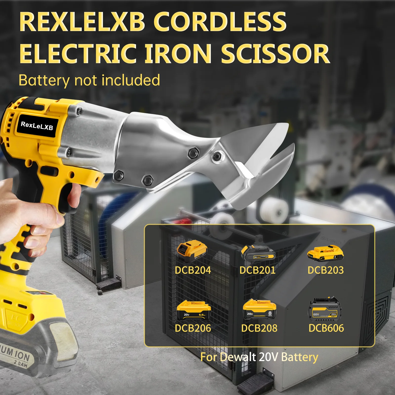 Imagem -02 - Brushless Cordless Ferro Tesoura para Dewalt Elétrica Sheet Metal Shears Aço Carbono Cortador 20v Bateria 18000rpm sem Bateria