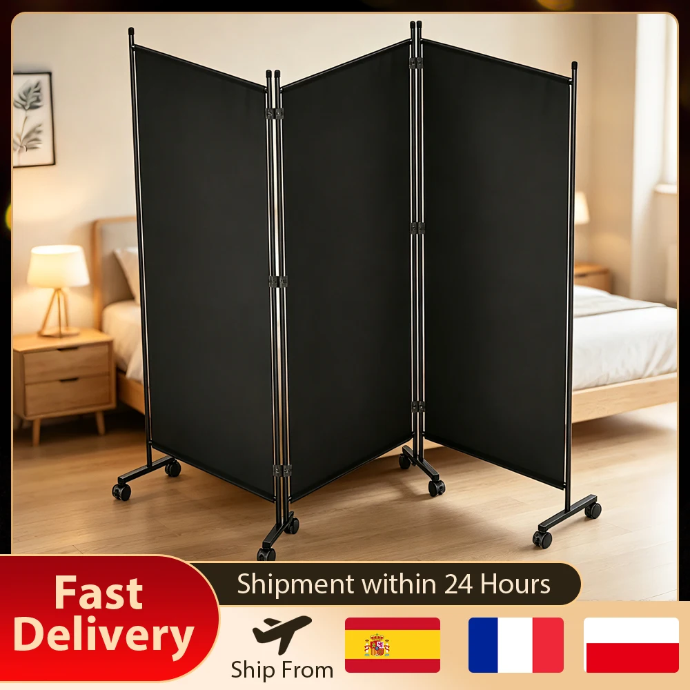 Schermo per la privacy pieghevole, composto da 3 pannelli, portatile, con base robusta e rotazione a 360°. ° Cerniere pieghevoli per creare zone d'ombra, ideali per uffici, hotel, terrazze,