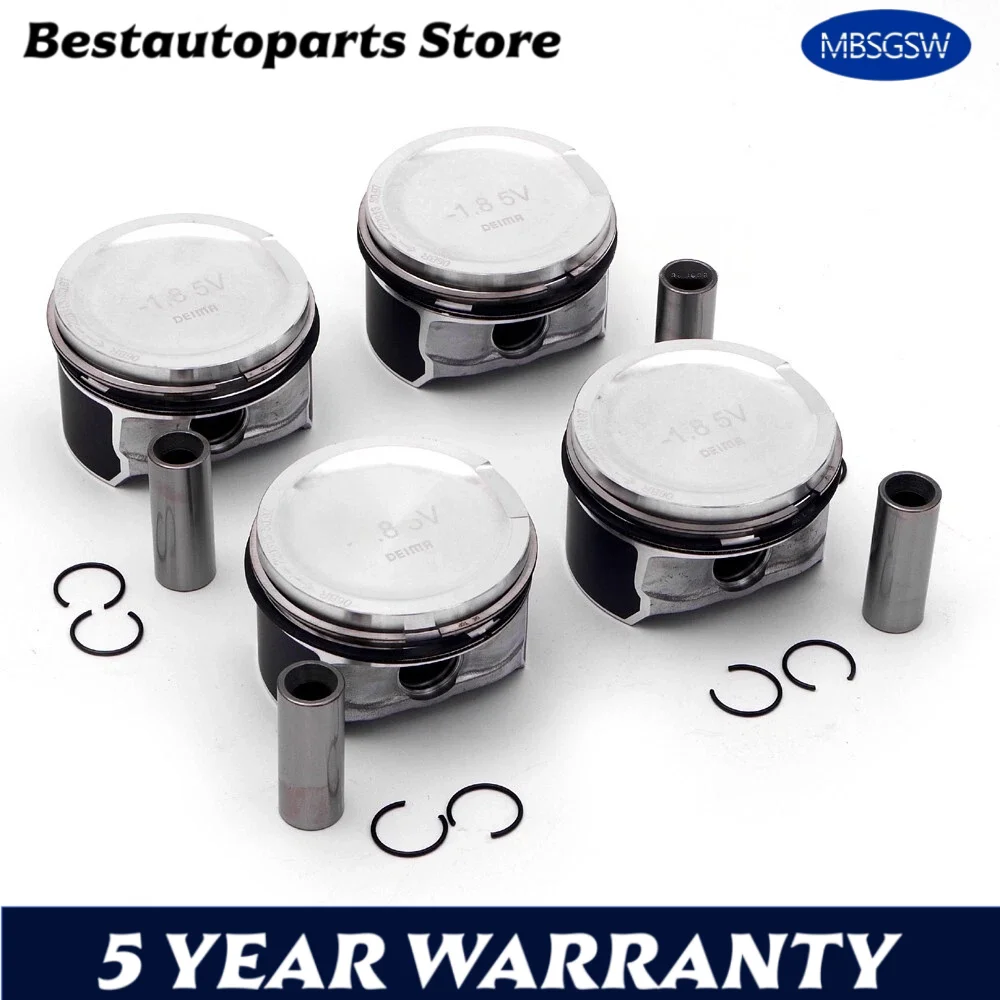 

06B107065N 06B107065F 06B107099AG 06B107099R 4PCS Pistons & Rings For VW Golf GTI Bora Passat BEETLE Audi A4 TT QUATTRO 1.8T