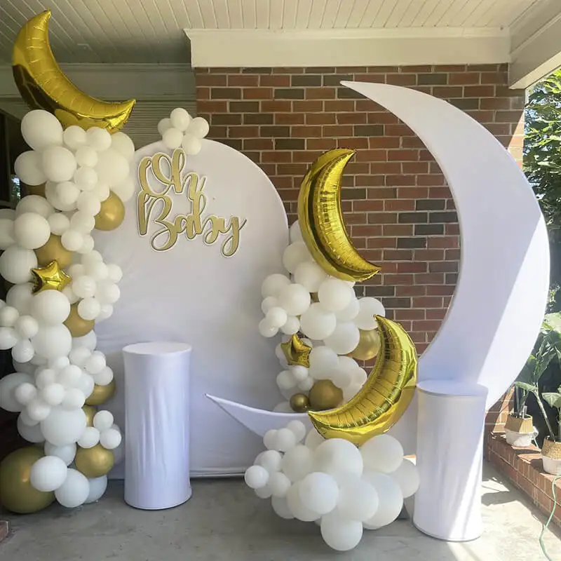 Imagem -05 - Alumínio Alloy Crescent Arch Backdrop Stand Cover Half Moon Casamento Aniversário Baby Shower Decoração do Partido 6.5ft