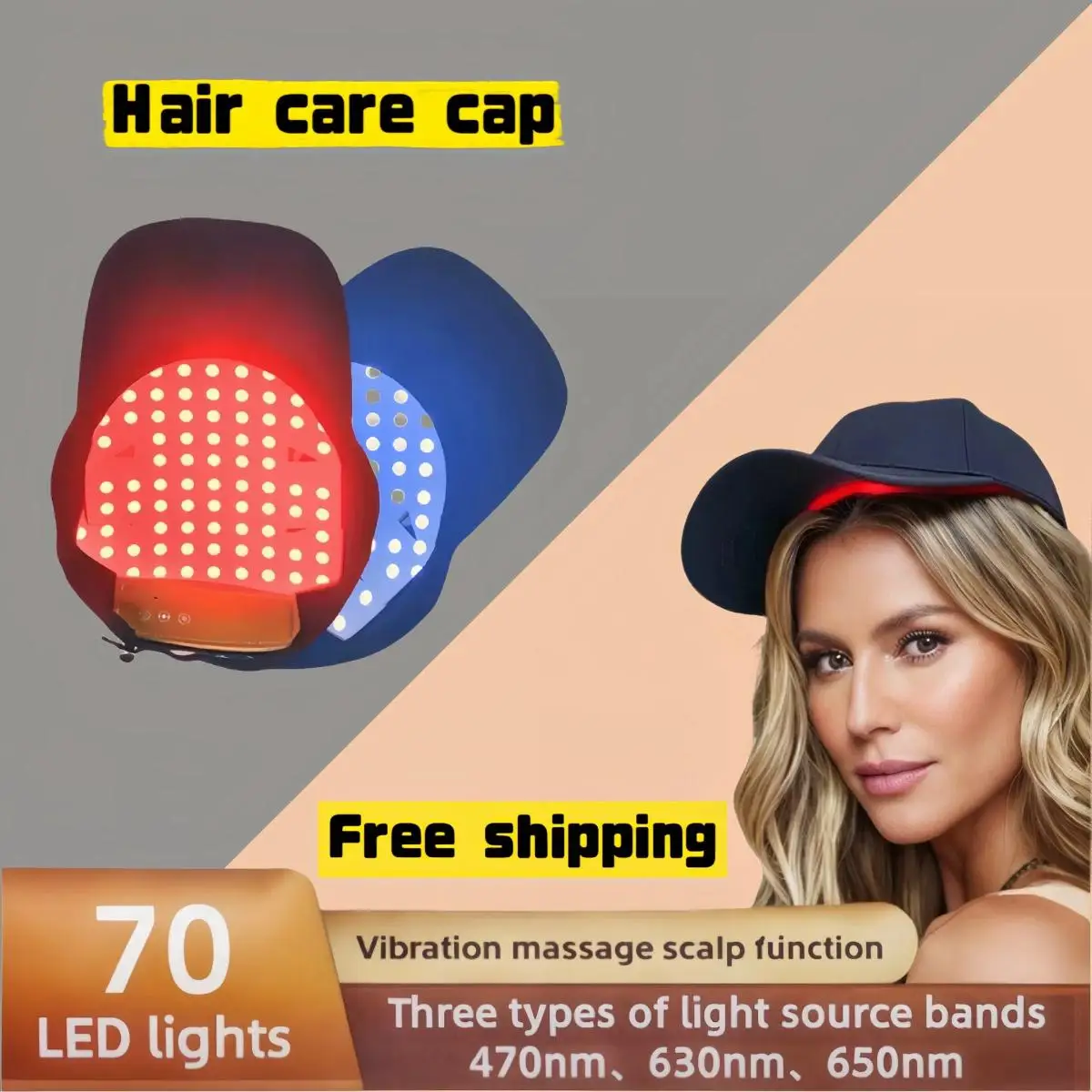 Professional Hair Regrowth Cap Tri-Light Therapy Vibrating Follicle Activation Massage Deep Follicle Care Scalp Massage