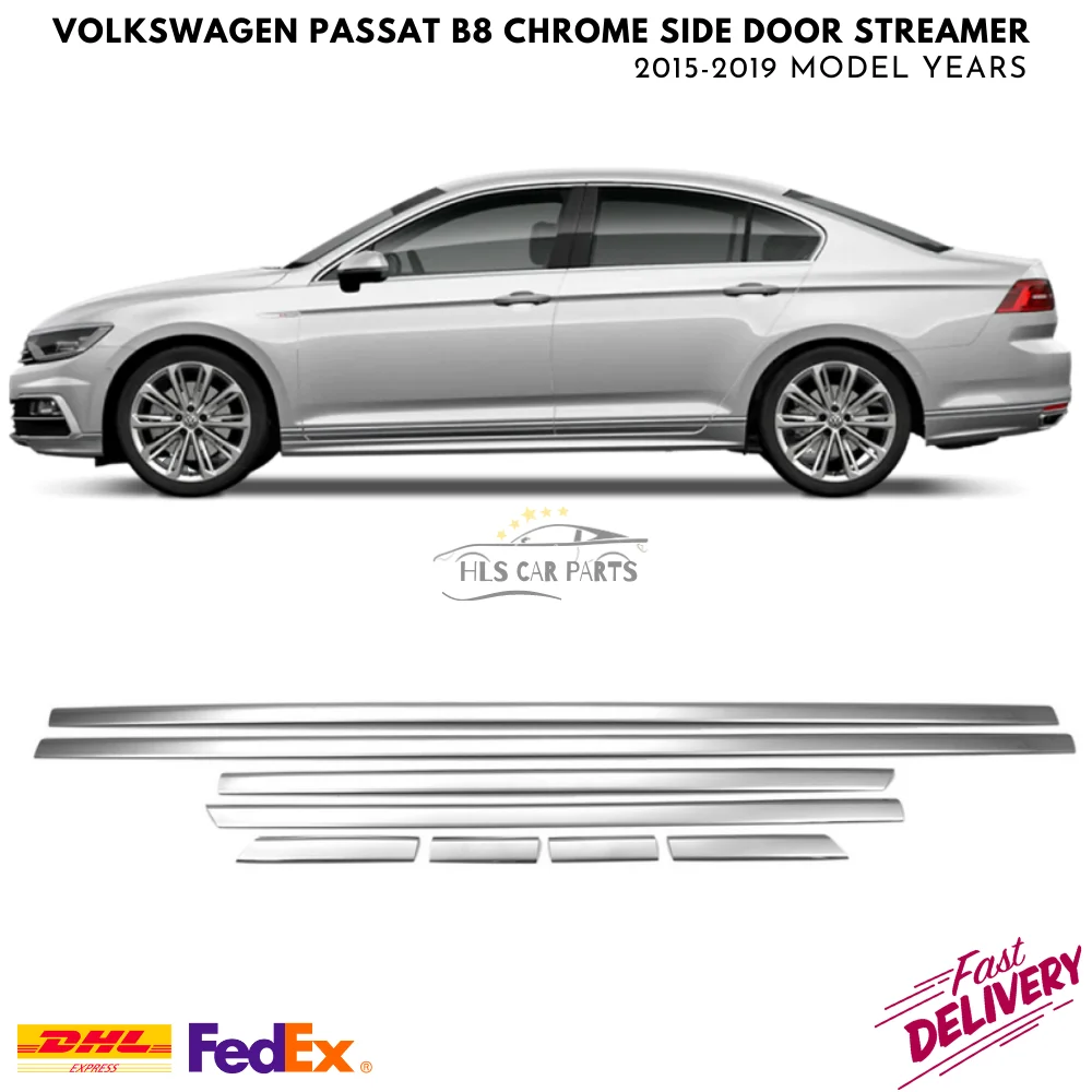 

Volkswagen Passat B8 Chrome Side Door Streamer 8 Pcs. 2015-2019 Model Years Chrome Car Accessories Free Shipping