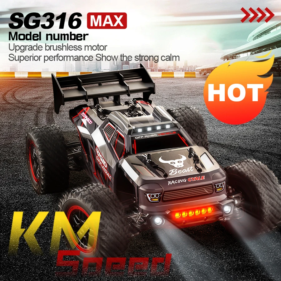 Image of ZNLYRION SG316MAX PRO 1:14 4WD Bürstenloser RC Offroad-Wagen 80KM/H Hochgeschwindigkeits-Monstertruck mit 2,4G Fernsteuerung und LED-Lichtern