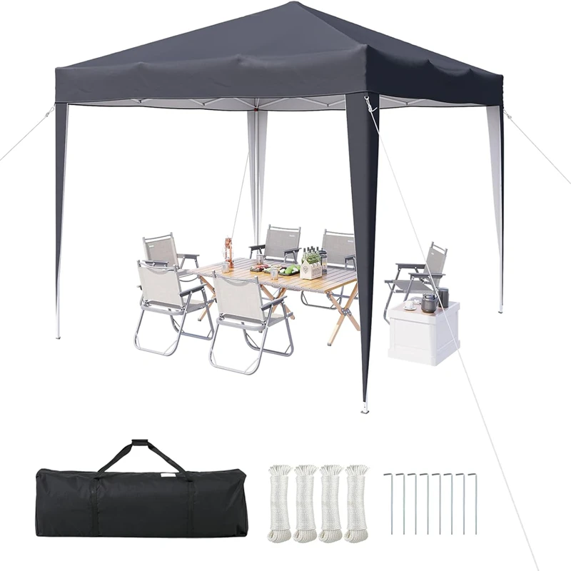 Aoxun Carpa Plegable 2x2m Impermeable, con Estructura Metálica, Altura Ajustable, con Bolsa de Transporte para Campamentos y Fiestas