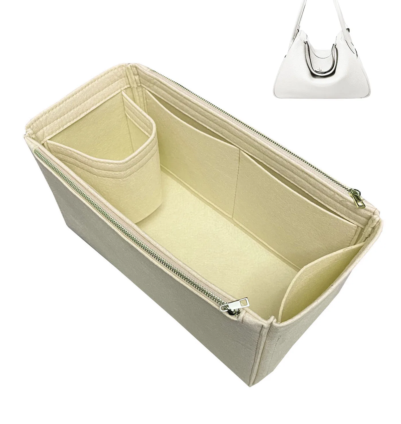 Insert Organizer For Lindy Handbag Mini 26 30 34,Makeup Tote Travel Inner Portable Cosmetic Storage Bags-Premium Felt(Handmade)