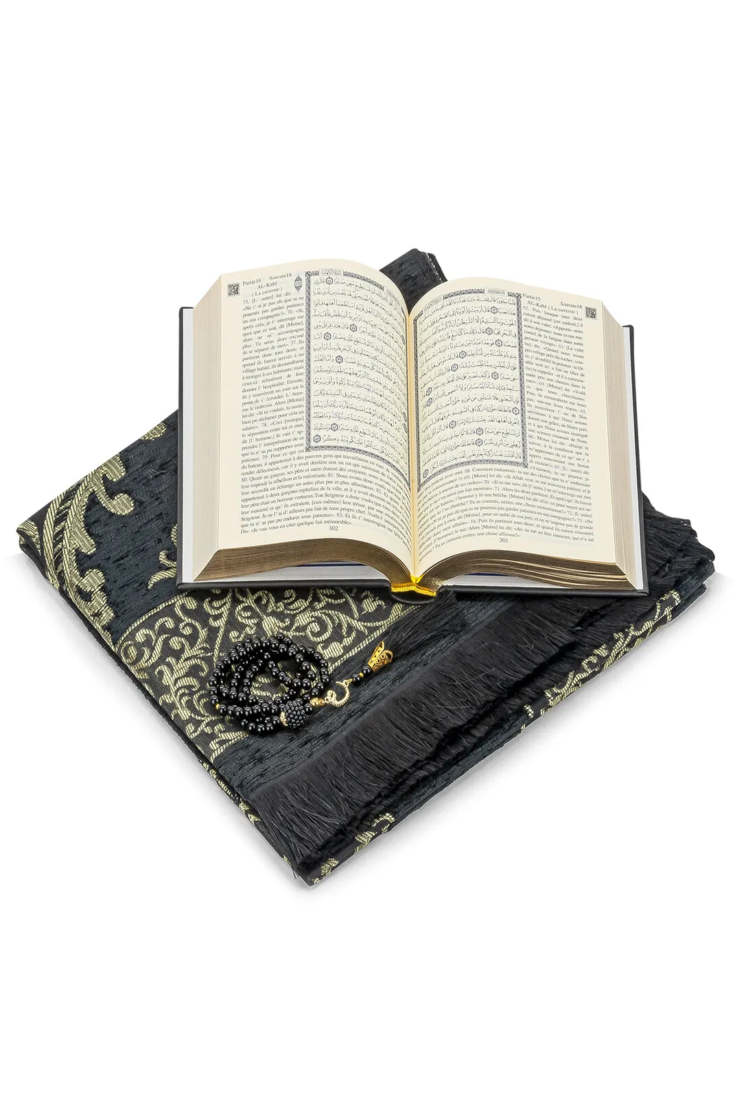 French Translation Luxury Quran Portable Quality Prayer Rug Special Rosary Muslim Islamic Gift Set Ramadan Worship