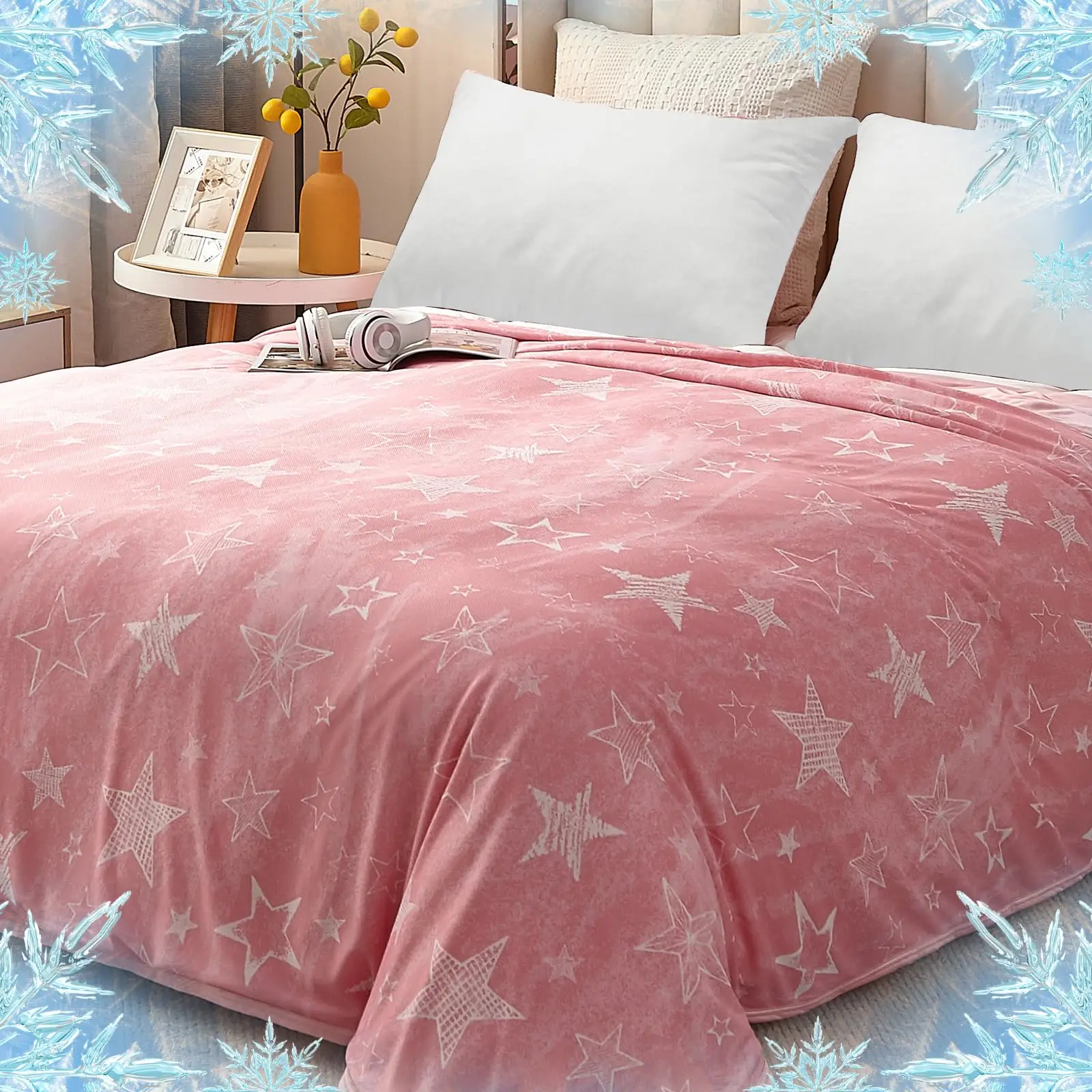 Orhopui Cooling Blankets,Star Print Cooling Throw Blanket  with Double Sided Cold Effect,Cool Lightweight Breathable Sofa Summer