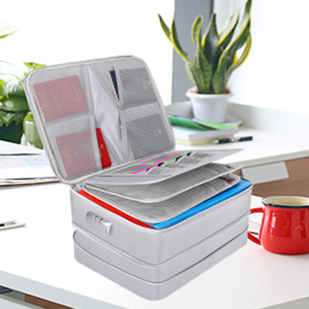 Fireproof and waterproof storage box for important documents, foldable storage box suitable for schools, homes, and offices
