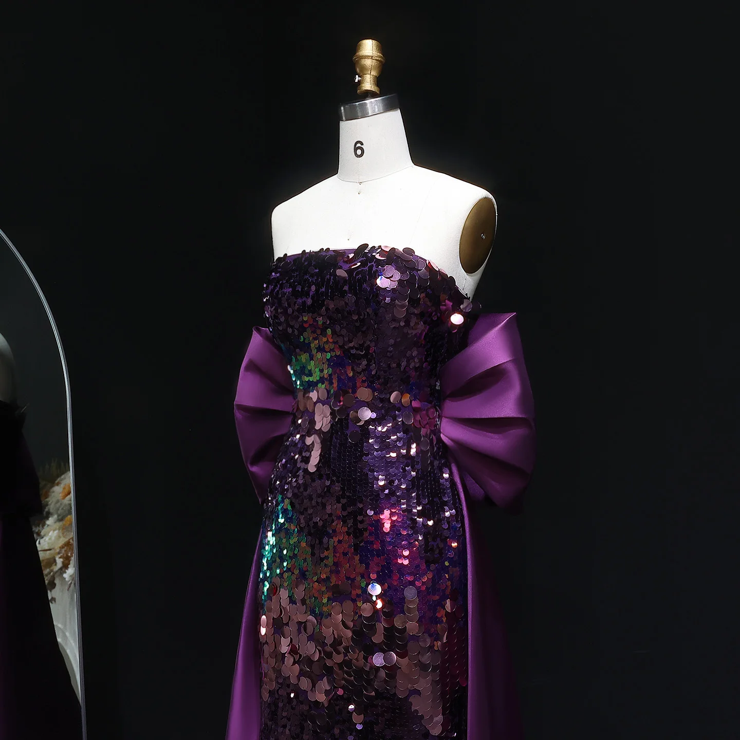 شارون سعيد دبي الأرجواني الترتر حورية البحر فساتين السهرة بدون حمالات مع عقدة القوس للنساء ثوب الزفاف الرسمي SF039 مخصص